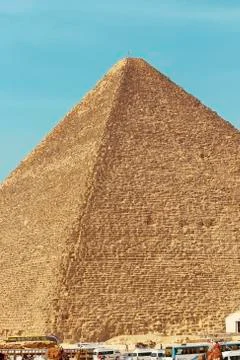 Pyramids of cheops in the desert of egypt Stock Photos