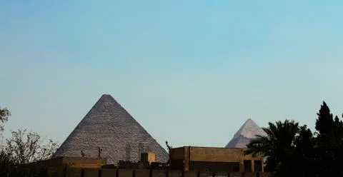 Pyramids of cheops in the desert of egypt Foto stock