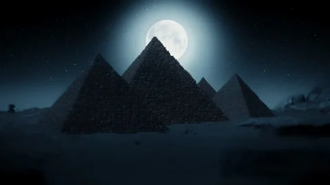 Pyramids of Egypt and the moon Stock Footage 274637230