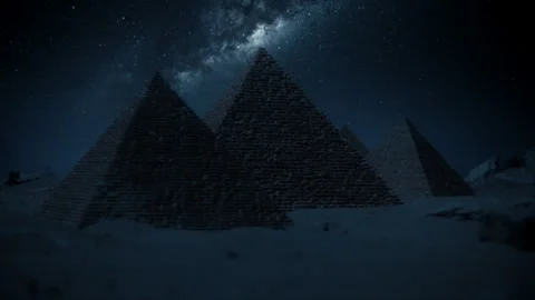 Pyramids of Egypt at night in a 3D animation Stock Footage 274637327