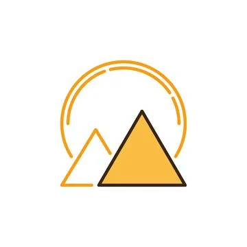 Pyramids in Egypt with Sun vector concept colored icon or sign Stock Illustration