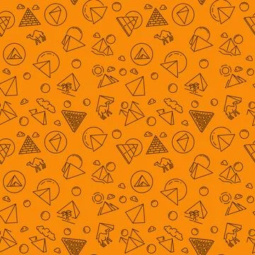 Pyramids in Egypt vector concept creative linear seamless pattern イラスト素材