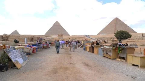 The Pyramids at Giza, Egypt. Stock Photos