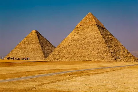 The pyramids of Giza Stock Photos