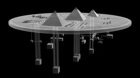 Pyramids of Giza Sci-Fi Underground HUD Structure 360 Rotation Loop Vidéo 324695005