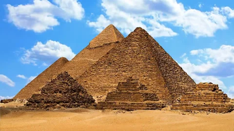 Pyramids of giza with time lapse clouds Stock Footage 35980271