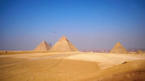 Pyramids of Gizeh Slow motion with birds, Egypt Video stock 293728052