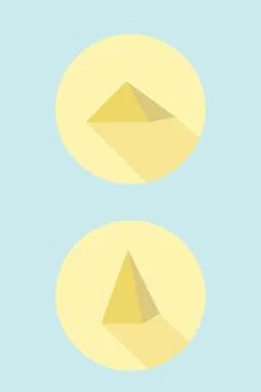 Pyramids as icons with shadow on blue background Stock Illustration