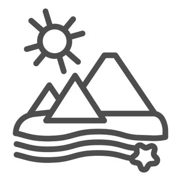 Pyramids line icon. Desert vector illustration isolated on white. Egypt outline Illustrazione stock