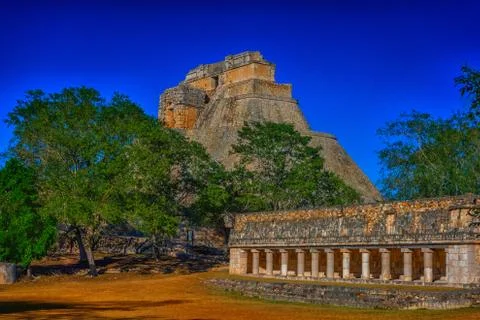 Pyramids of the Maya Indians in Uxmal Stock Photos