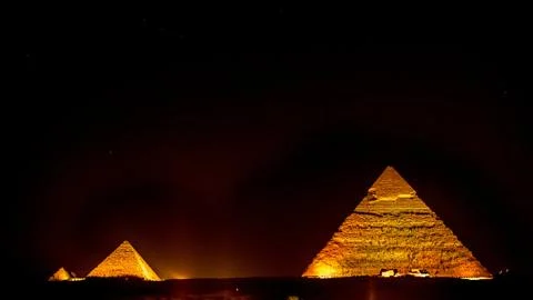 Pyramids at night 스톡 사진
