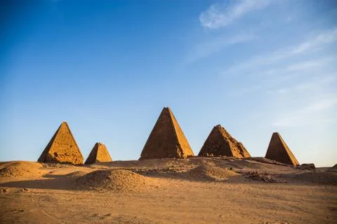 Pyramids in Sudan at daylight with clouds Stock Photos