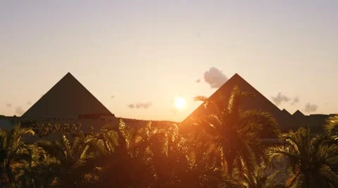 Pyramids Sunset Animation Stock Footage 53853315
