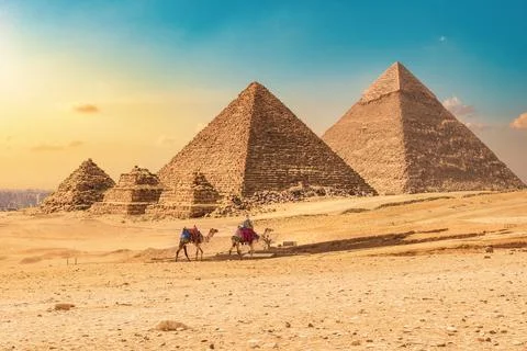 Pyramids at sunset Stock Photos