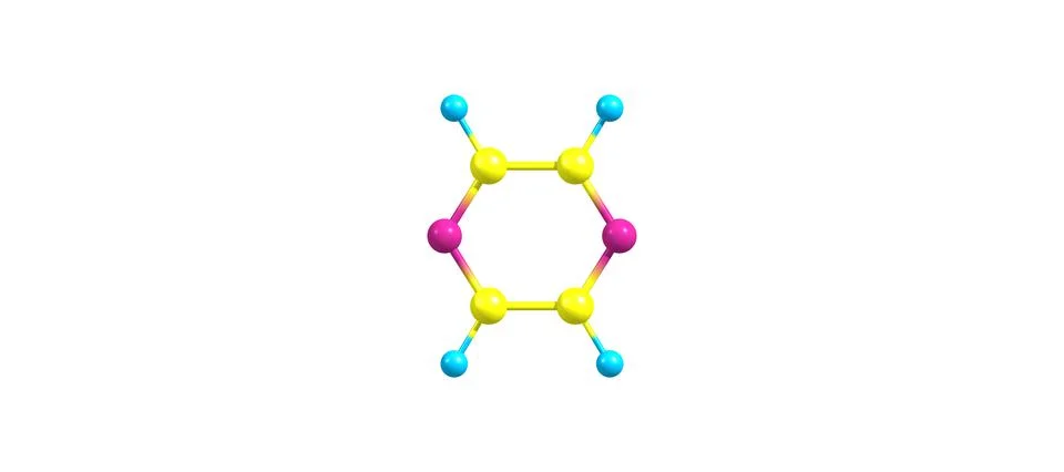 Pyrazine molecule isolated on white Stock Illustration