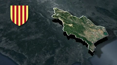 Pyrenees-Orientales with Coat Of Arms Animation Map Stock Footage