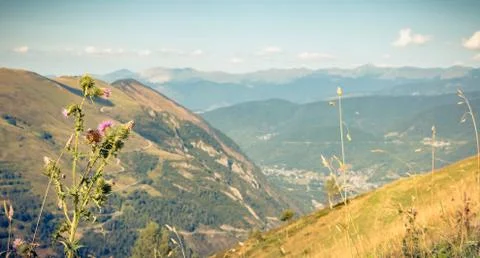 Pyrenees view from the Pla D Adet ski resort Stock Photos