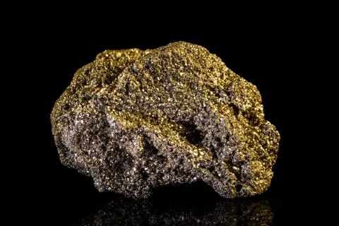 Pyrite in front of black background 스톡 사진