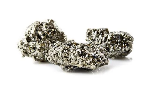 Pyrite stone isolated Stock Photos