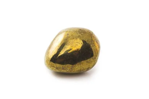 Pyrite stone on white background, studio shot. fool's gold containing iron su Stock Photos