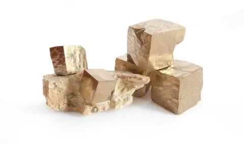 Pyrite in white background Stock Photos