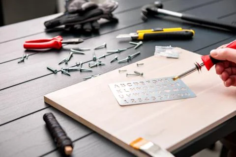 Pyro pen and tools Stock Photos