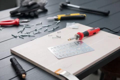 Pyro pen and tools Stock Photos