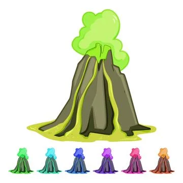 Pyroclastic volcano eruption cartoon vector graphic Stock Illustration