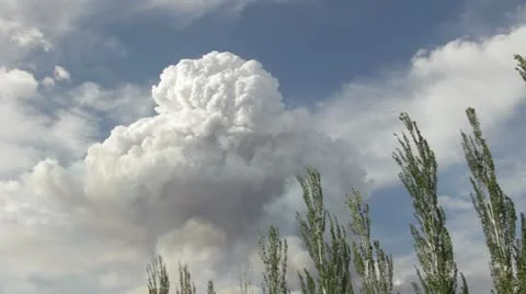 Pyrocumulous clouds forming above wildfire HD6723 Stock Footage 11241699