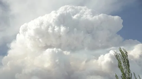 Pyrocumulus clouds forming above wildfire HD6725 Stock Footage 11241686