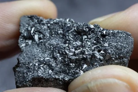 Pyrolusite crystals in close-up Stock Photos