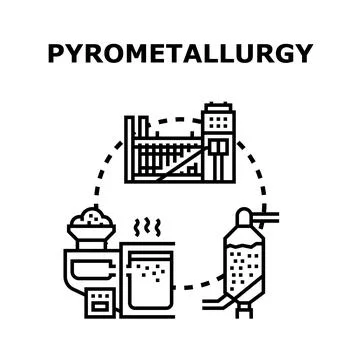 Pyrometallurgy process conceptualizing metal production industry Stock Illustration