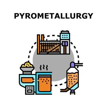Pyrometallurgy process conceptualizing metal production industry Stock Illustration
