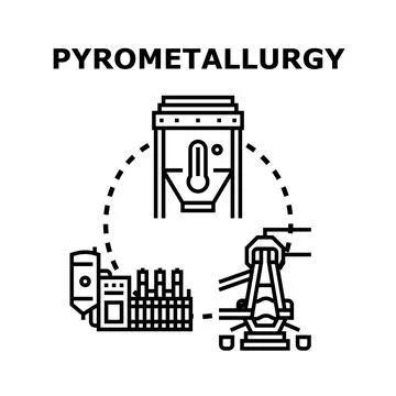 Pyrometallurgy process extracting metal using high temperature equipment Stock Illustration