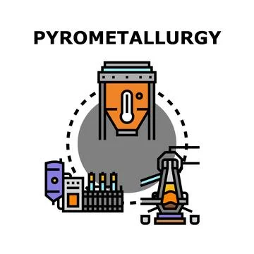 Pyrometallurgy process extracting metal using high temperature equipment Stock Illustration
