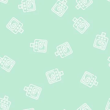 Pyrometer device line vector seamless pattern black イラスト素材