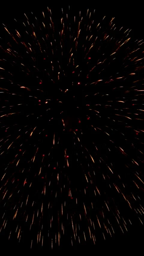 Pyrotechnic fireworks explosions in the night sky Stock Footage 266663923
