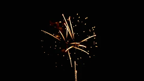 Pyrotechnical fireworks explosion on dark black sky,milestones background 4k Stock Footage 136881449