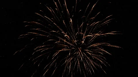 Pyrotechnical fireworks show explosion on dark night sky,milestones background Video stock 207571962