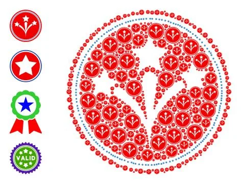 Pyrotechnics Seal Stamp Recursion Composition of Self Icons Stock Illustration