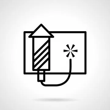 Pyrotechnics vector icon black simple line style Stock Illustration