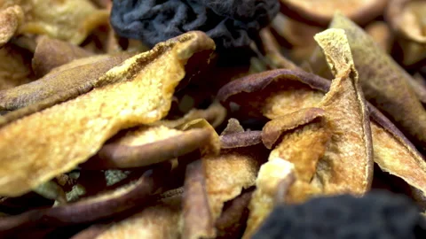 Pyrus communis: Sliced Dried Fruit Background, Macro Stock Footage 332857669
