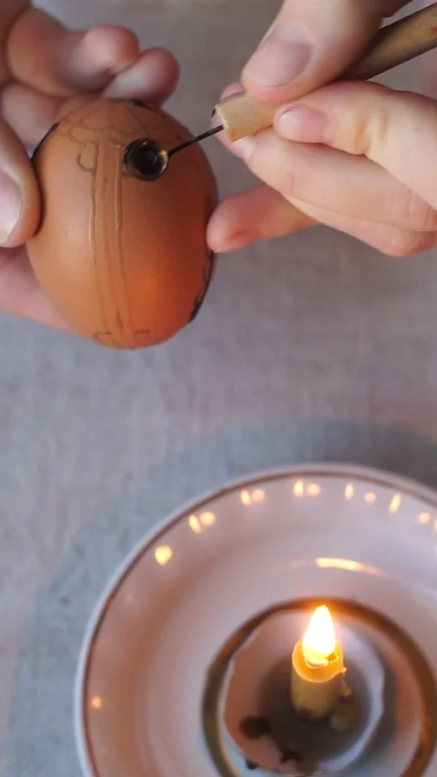 Pysanka painting process Stock Footage 125625712