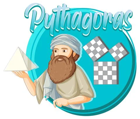 Pythagoras philosopher in cartoon style Stock Illustration