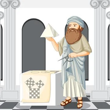 Pythagoras philosopher in cartoon style Stock Illustration