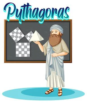 Pythagoras philosopher in cartoon style Stock Illustration