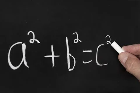 Pythagorean theorem on chalkboard Stock Photos