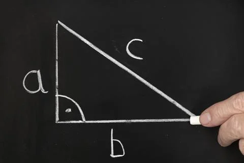 Pythagorean theorem on chalkboard Stock Photos