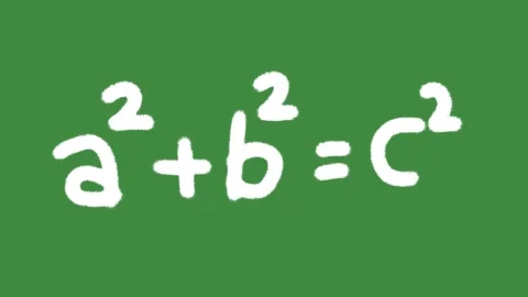 Pythagorean theorem math formula hand-drawn cartoon graphic with chalk outline Stock Footage 336403175