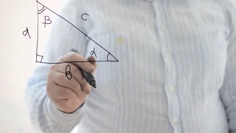 Pythagorean theorem. Properties of a rectangular triangle. Stock Footage 74993588